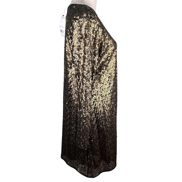 NY Collection Sequined Sheath LS Dress Large Gold Navy New - Picture 12 of 12
